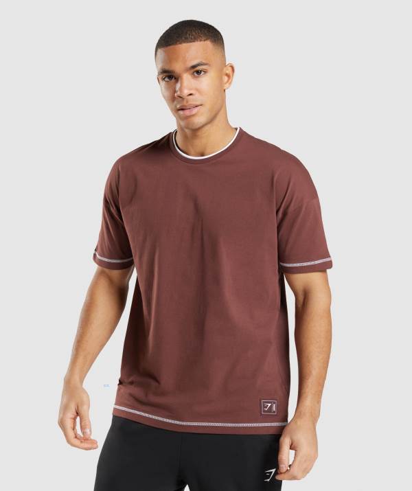 Panske Tricka Gymshark Recess Ruzove Biele Hnede | RY5463718